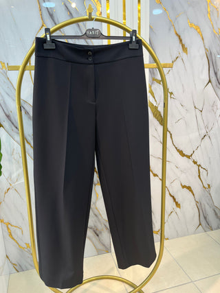 YARİŞ DOUBLE KREP BOL PAÇA BEL DÜĞMELİ  PANTOLON Y3348