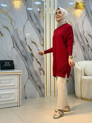 MEHLİKA V DESEN SOĞUK İP TUNİK 3192
