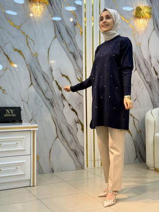 NY MEHLİKA TAŞLI SOĞUK İP TUNİK 3225