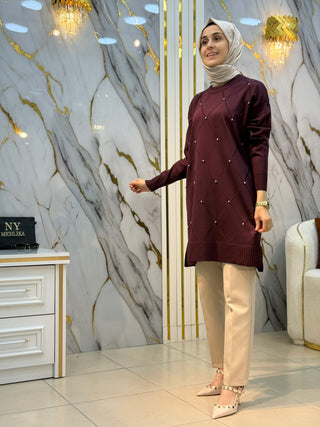 NY MEHLİKA TAŞLI SOĞUK İP TUNİK 3225