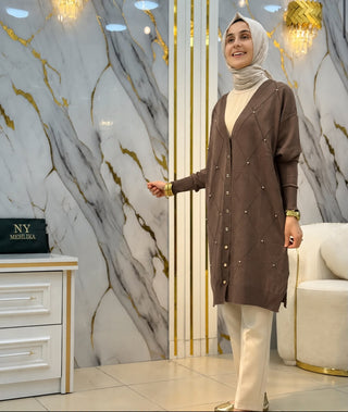 NY MEHLİKA ÖNÜ TAŞLI SOĞUK İPLİK HIRKA 3246
