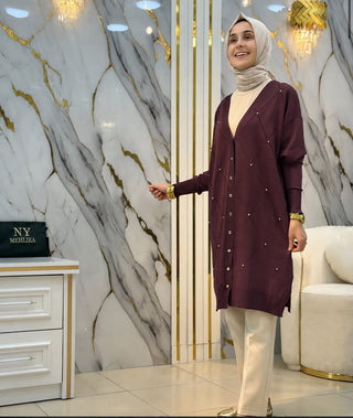 NY MEHLİKA ÖNÜ TAŞLI SOĞUK İPLİK HIRKA 3246