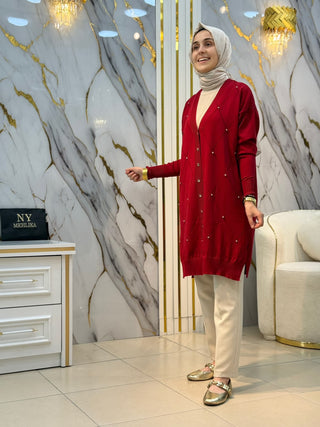 NY MEHLİKA ÖNÜ TAŞLI SOĞUK İPLİK HIRKA 3246