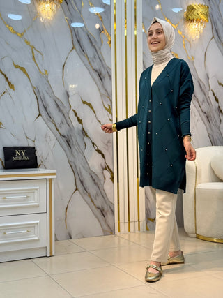 NY MEHLİKA ÖNÜ TAŞLI SOĞUK İPLİK HIRKA 3246