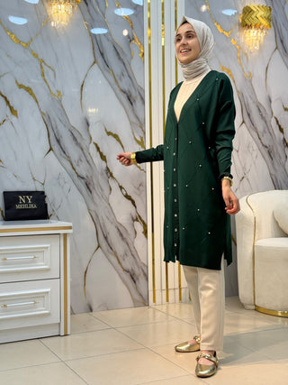NY MEHLİKA ÖNÜ TAŞLI SOĞUK İPLİK HIRKA 3246