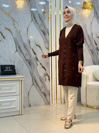 NY MEHLİKA ÖNÜ TAŞLI SOĞUK İPLİK HIRKA 3246