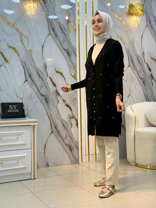 NY MEHLİKA ÖNÜ TAŞLI SOĞUK İPLİK HIRKA 3246