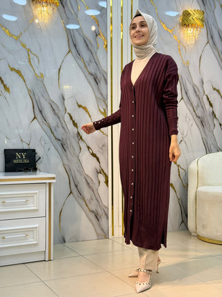 NY MEHLİKA UZUN ÇİZGİLİ DÜĞMELİ HIRKA 3257