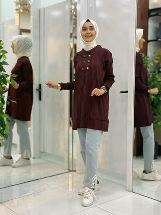 NY MEHLİKA DÜĞME DETAY SOĞUK İP TUNİK 251426