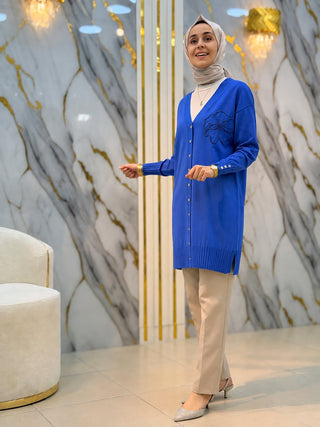 NY MEHLİKA YAKA GÜL İŞLEMELİ SOĞUK İP HIRKA 3302