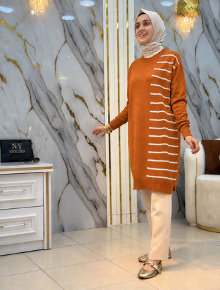 NY MEHLİKA ANGORA ÇİZGİLİ SOĞUK İPLİK TUNİK 3314