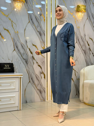 NY MEHLİKA GÜL DESENLİ UZUN HIRKA 3338
