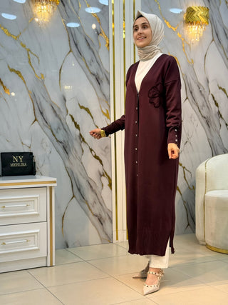 NY MEHLİKA GÜL DESENLİ UZUN HIRKA 3338