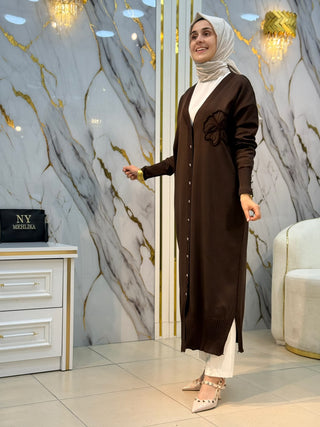 NY MEHLİKA GÜL DESENLİ UZUN HIRKA 3338