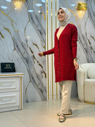 NY MEHLİKA ŞEKER BÜKLÜMÜ DESENLİ HIRKA 3352