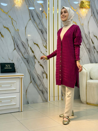 NY MEHLİKA ŞEKER BÜKLÜMÜ DESENLİ HIRKA 3352