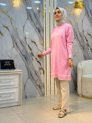 NY MEHLİKA KOL VE YAN TARAFLARI ÇİZGİLİ TUNİK 3374