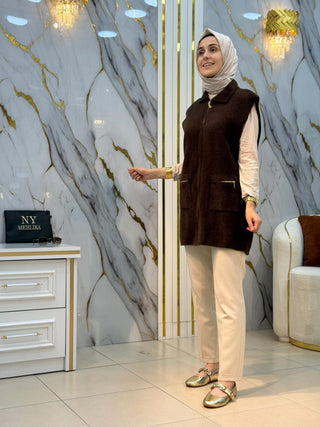 NY MEHLİKA ANGORA FERMUARLI YELEK 3381