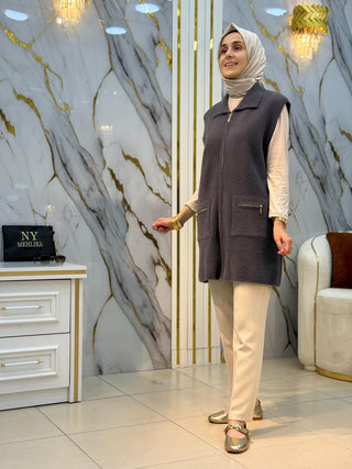 NY MEHLİKA ANGORA FERMUARLI YELEK 3381