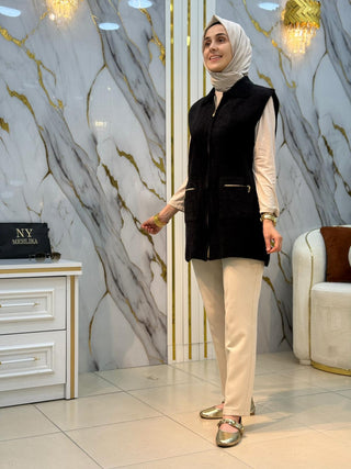 NY MEHLİKA ANGORA FERMUARLI YELEK 3381