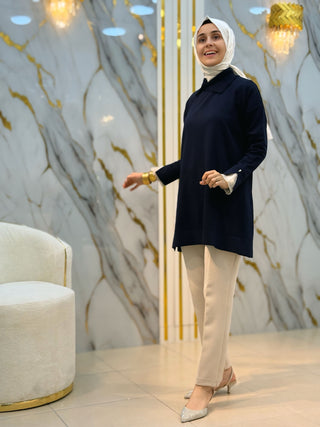 NY MEHLİKA DANTEL VE İNCİ DETAY SOĞUK İP TUNİK 258