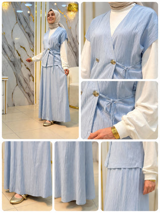 İKOLL KRUVAZE YELEKLİ ETEKLİ TAKIM 35498