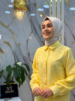 NY MEHLİKA DANTEL DETAYLI FİSTO GÖMLEK 5518