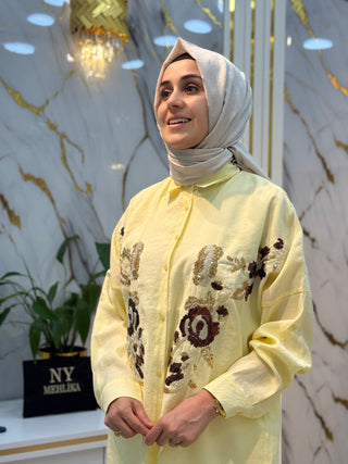 NY MEHLİKA GÜL NAKIŞ İŞLEMELİ GÖMLEK 5451