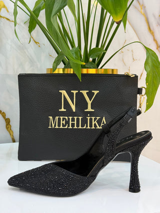 NY MEHLİKA PIRILTILI TAŞ İŞLEMELİ TOPUKLU AYAKKABI NY01