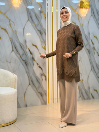 NY MEHLİKA BAKLAVA DESEN SOĞUK İP TUNİK 3288