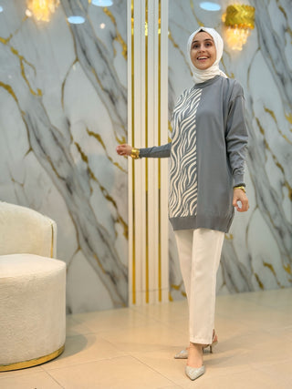 NY MEHLİKA ANGORA DETAYLI SOĞUK İP TUNİK 3284