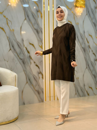 NY MEHLİKA ZİGZAG DETAY SOĞUK İP TUNİK 3183