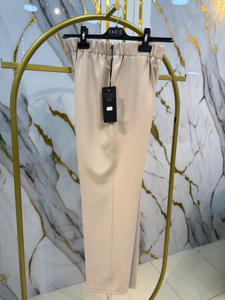 YARİŞ DOUBLE KREP DAR PAÇA BELİ LASTİKLİ PANTOLON Y103