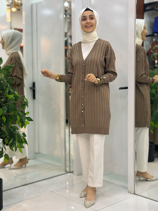 NY MEHLİKA ÇİZGİLİ SOĞUK İP HIRKA 3179