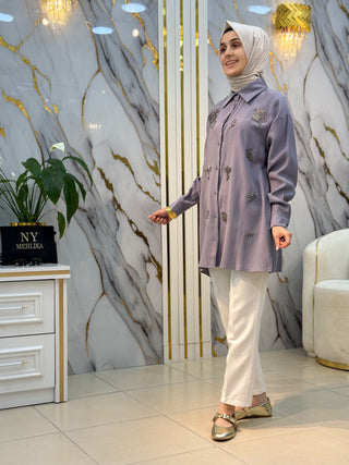 NY MEHLİKA TAŞ İŞLEMELİ GÖMLEK 3280