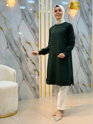 AYŞE AKAY TAŞLI 100CM OYSHO KUMAŞ TUNİK 25226