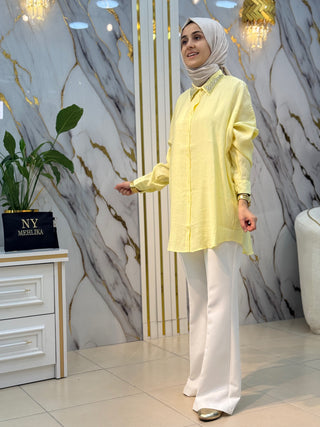 NY MEHLİKA YAKA NEHİR TAŞ İŞLEMELİ GÖMLEK 5459