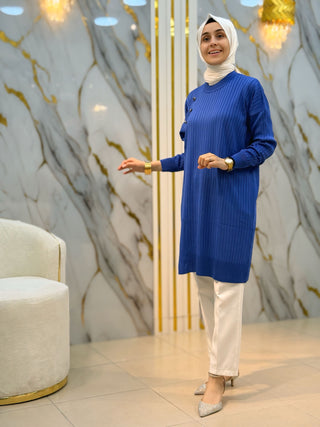 NY MEHLİKA DÜĞME DETAY SOĞUK İP TUNİK 35044