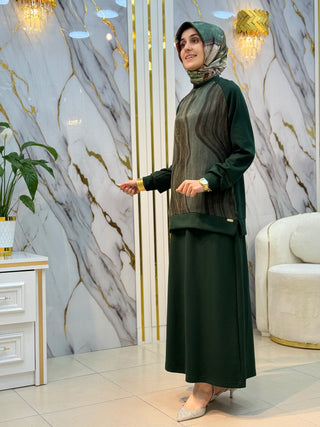 AYŞE AKAY MODA İPEK KUPRA DETAY TASARIM 2'Lİ TAKIM 1026