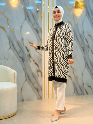 NOVALÜX ZEBRA DESEN ANGORA CEKET 3286