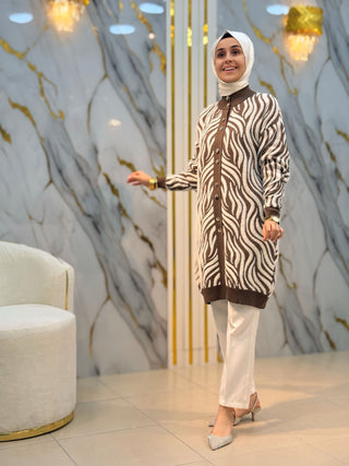 NOVALÜX ZEBRA DESEN ANGORA CEKET 3286