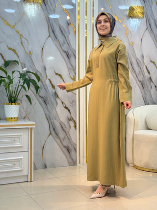 KADO BELİ BÜZGÜLÜ CEPLİ ELBİSE 262886