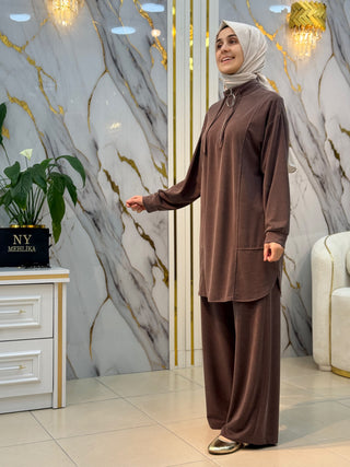 ALESYA YARIM FERMUARLI BAMBU PİKE TAKIM 5392