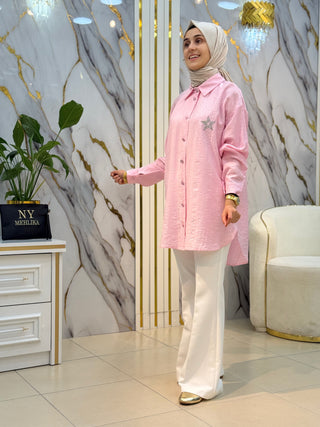 NY MEHLİKA YILDIZ VE TAŞ İŞLEMELİ GÖMLEK 2632