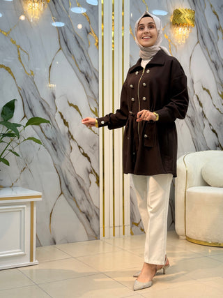 NY MEHLİKA DÜĞME DETAYLI BÜZGÜLÜ BAĞLAMA DETAYLI KAP (GİY ÇIK ) 2104