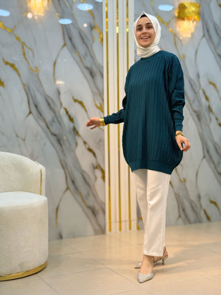 NY MEHLİKA ÇİZGİLİ SOĞUK İP TUNİK 3185