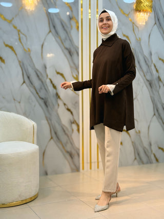 NY MEHLİKA DANTEL VE İNCİ DETAY SOĞUK İP TUNİK 258