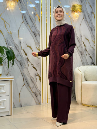 AYŞE AKAY MODA İPEK KUPRA DETAY TASARIM 2'Lİ TAKIM 1019