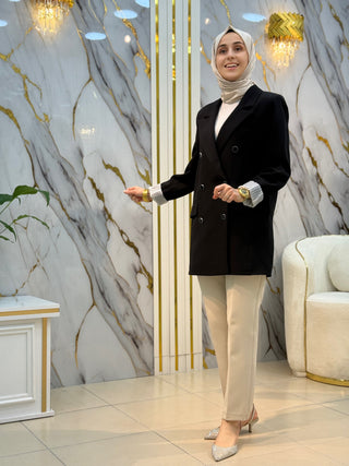 AYNAZ KOLLAR VE ASTAR ÇİZGİ DETAY BLAZER CEKET 140061