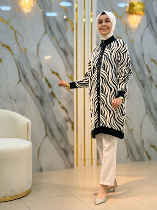 NOVALÜX ZEBRA DESEN ANGORA CEKET 3286